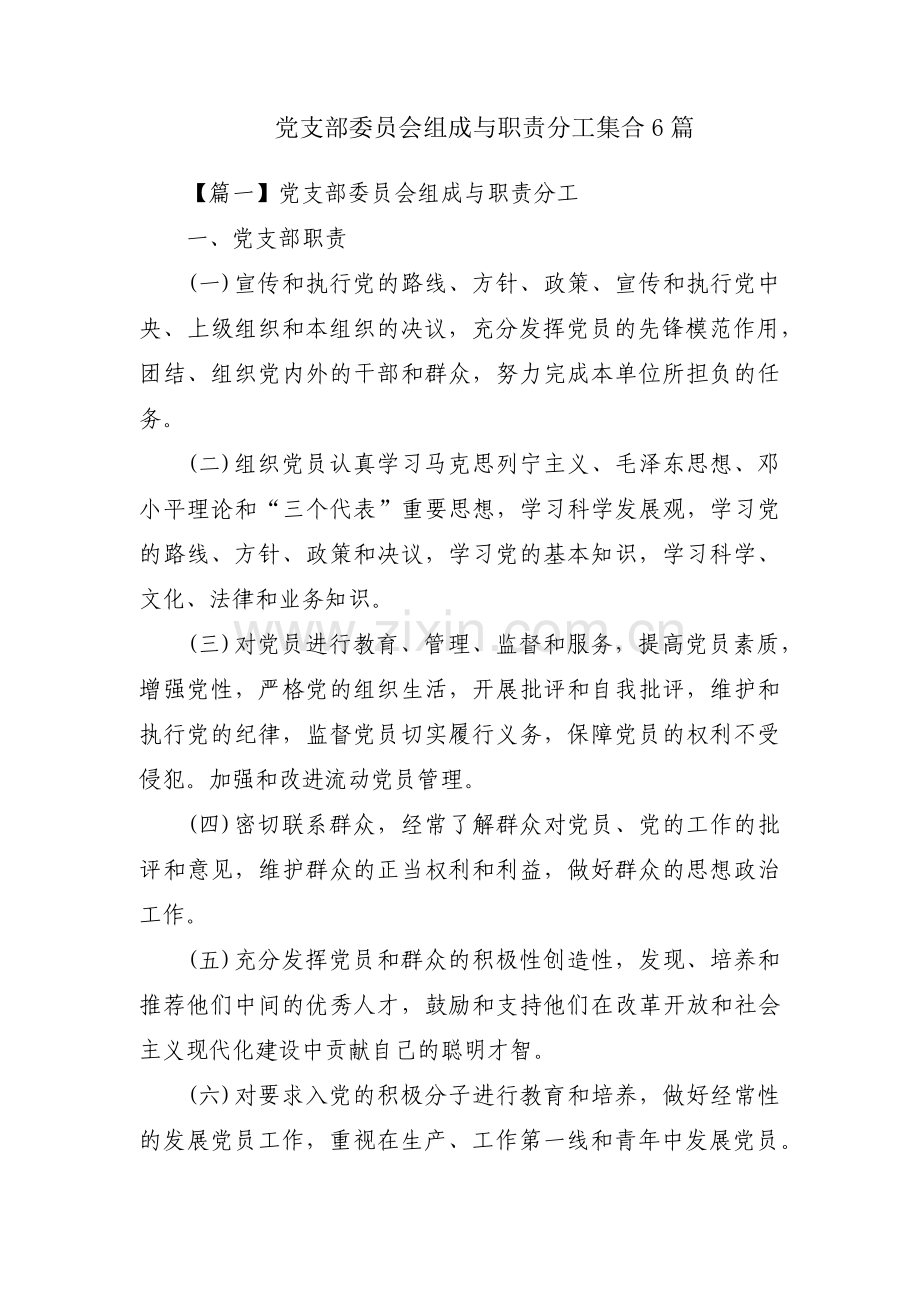 党支部委员会组成与职责分工集合6篇.pdf_第1页