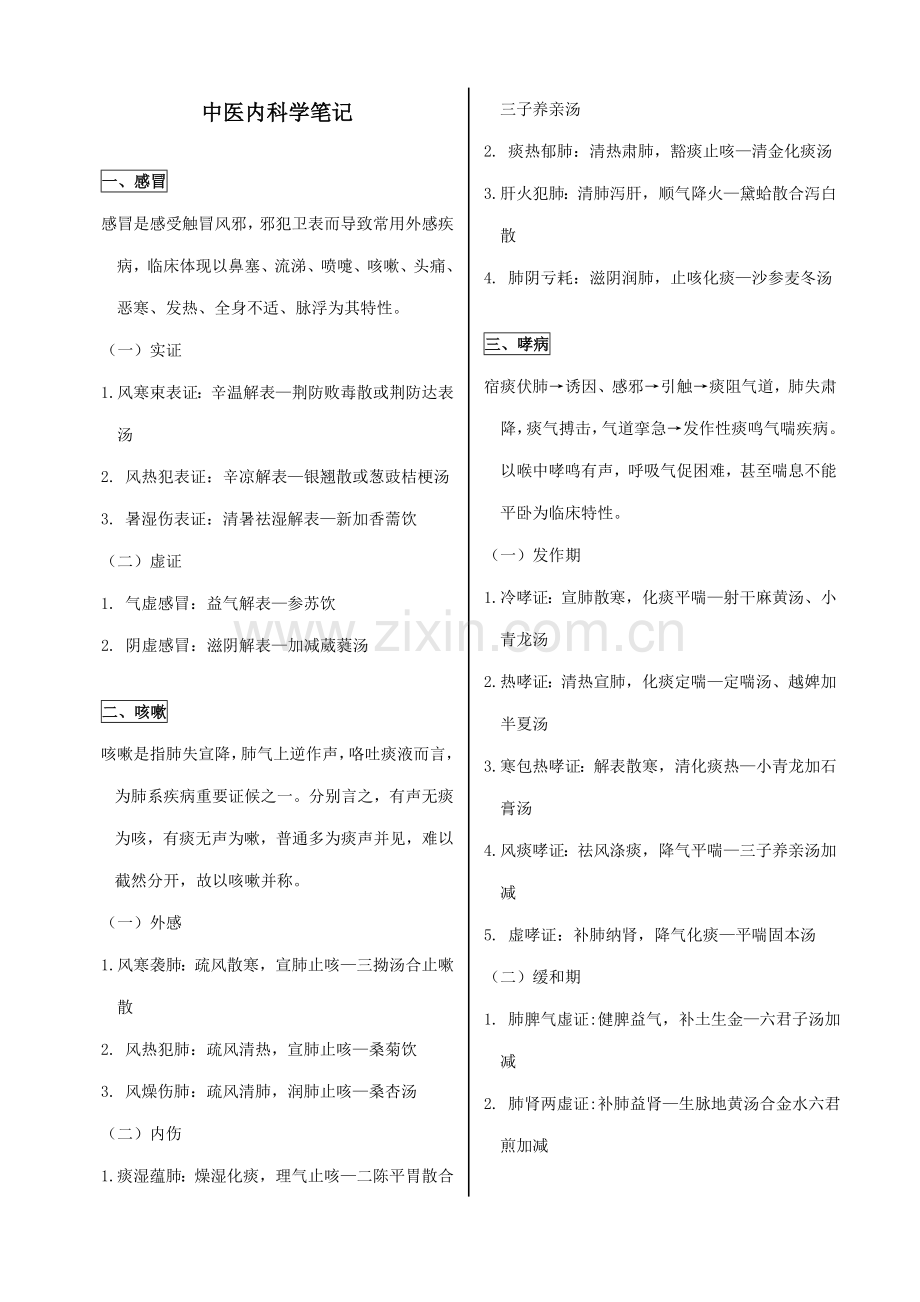 2021年中医执业医师内外妇儿+针灸笔记.doc_第1页