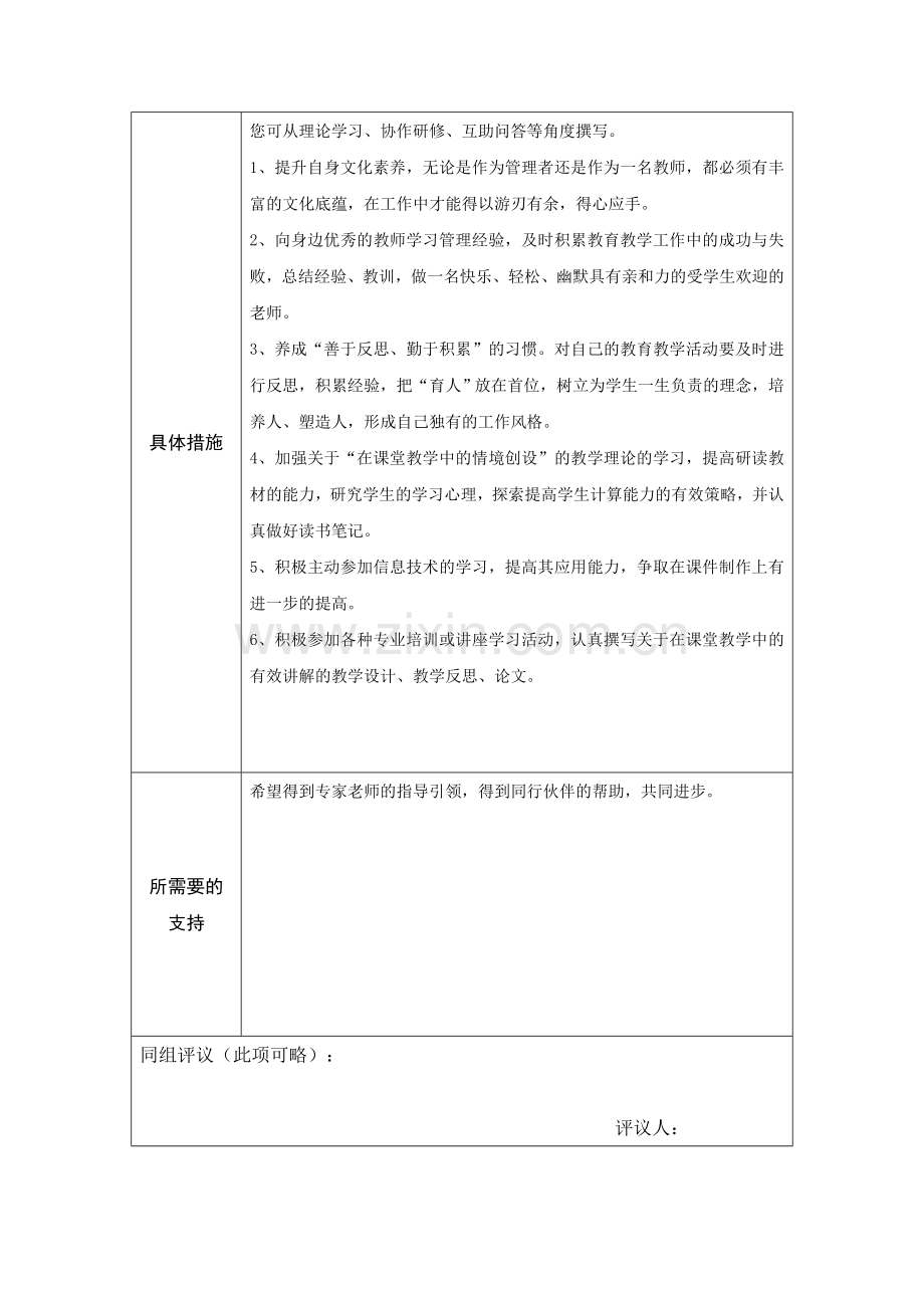 云南省元谋县元马小学李玉平教师个人本项目研修计划参考表单.doc_第3页