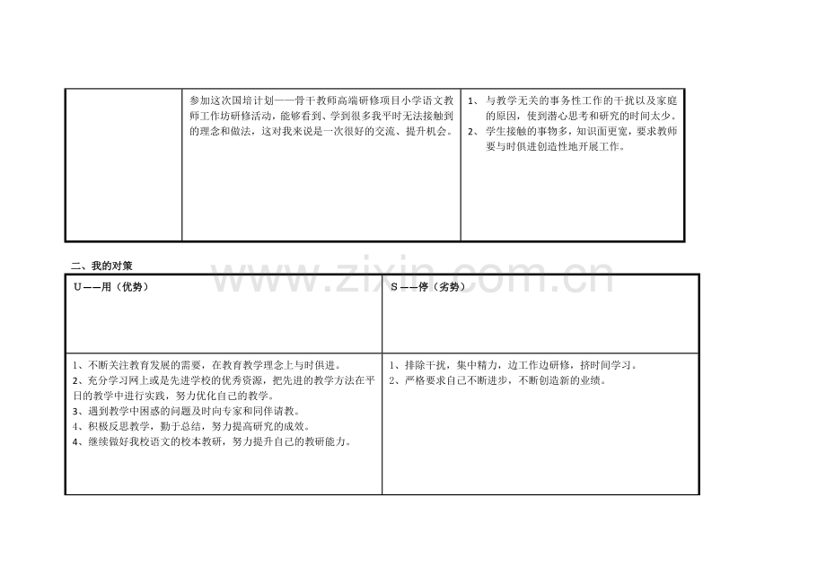 广东省潮州市枫溪郑淑燕：个人自我诊断SWOT分析表.doc_第2页