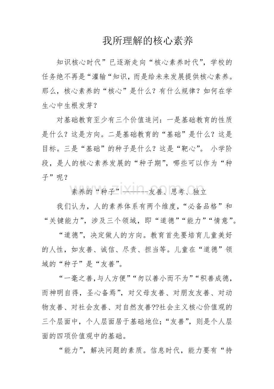 我所理解的核心素养.docx_第1页