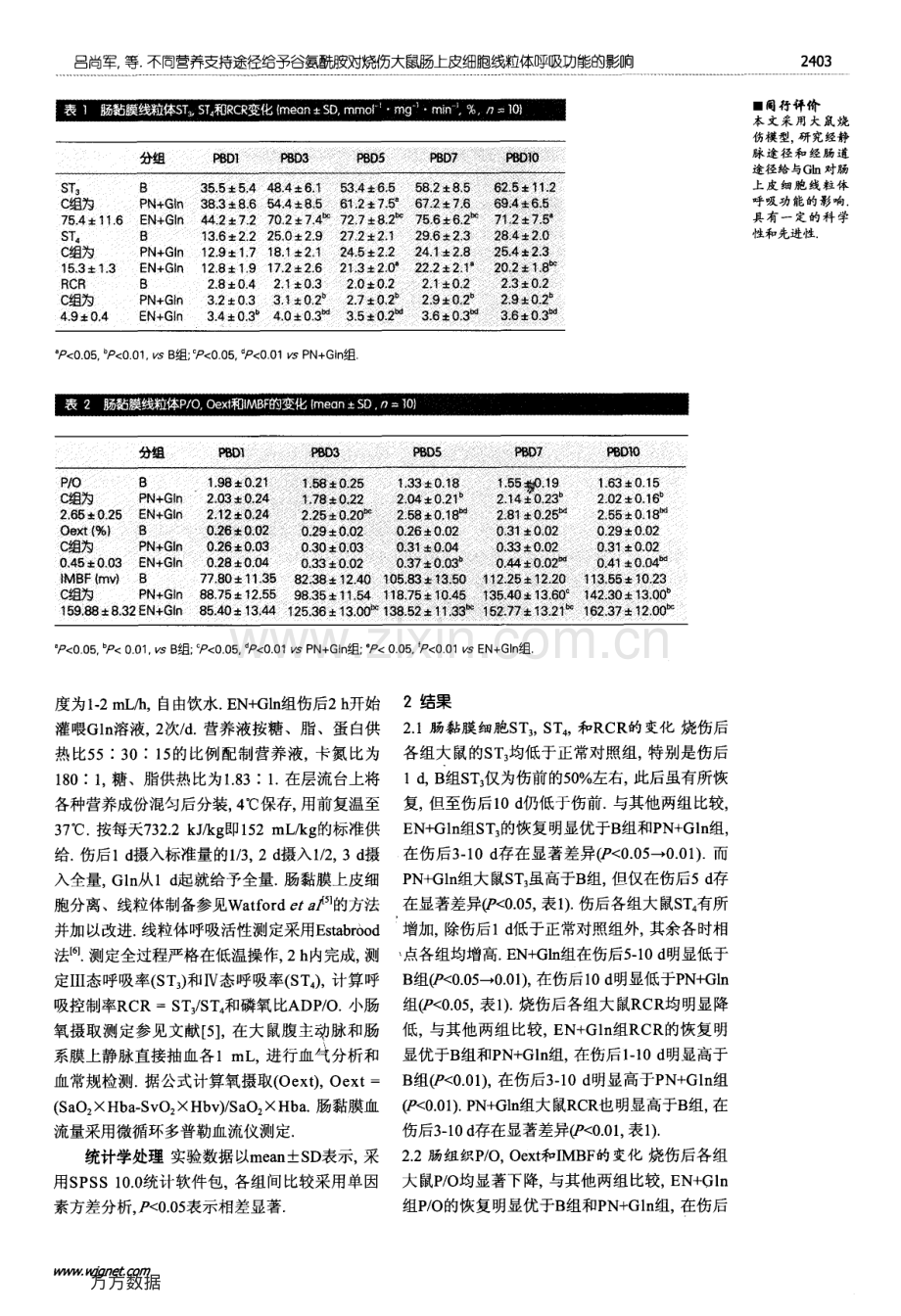 不同营养支持途径给予谷氨酰胺对烧伤大鼠肠上皮细胞线粒体呼吸功能的影响.pdf_第3页