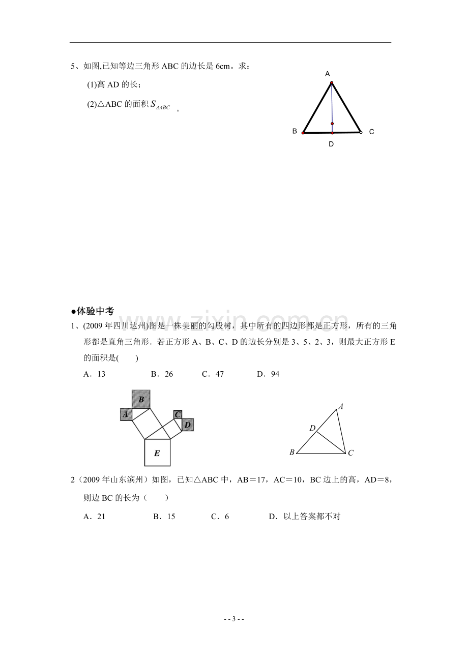 直角三角形三边关系分层布置作业.doc_第3页