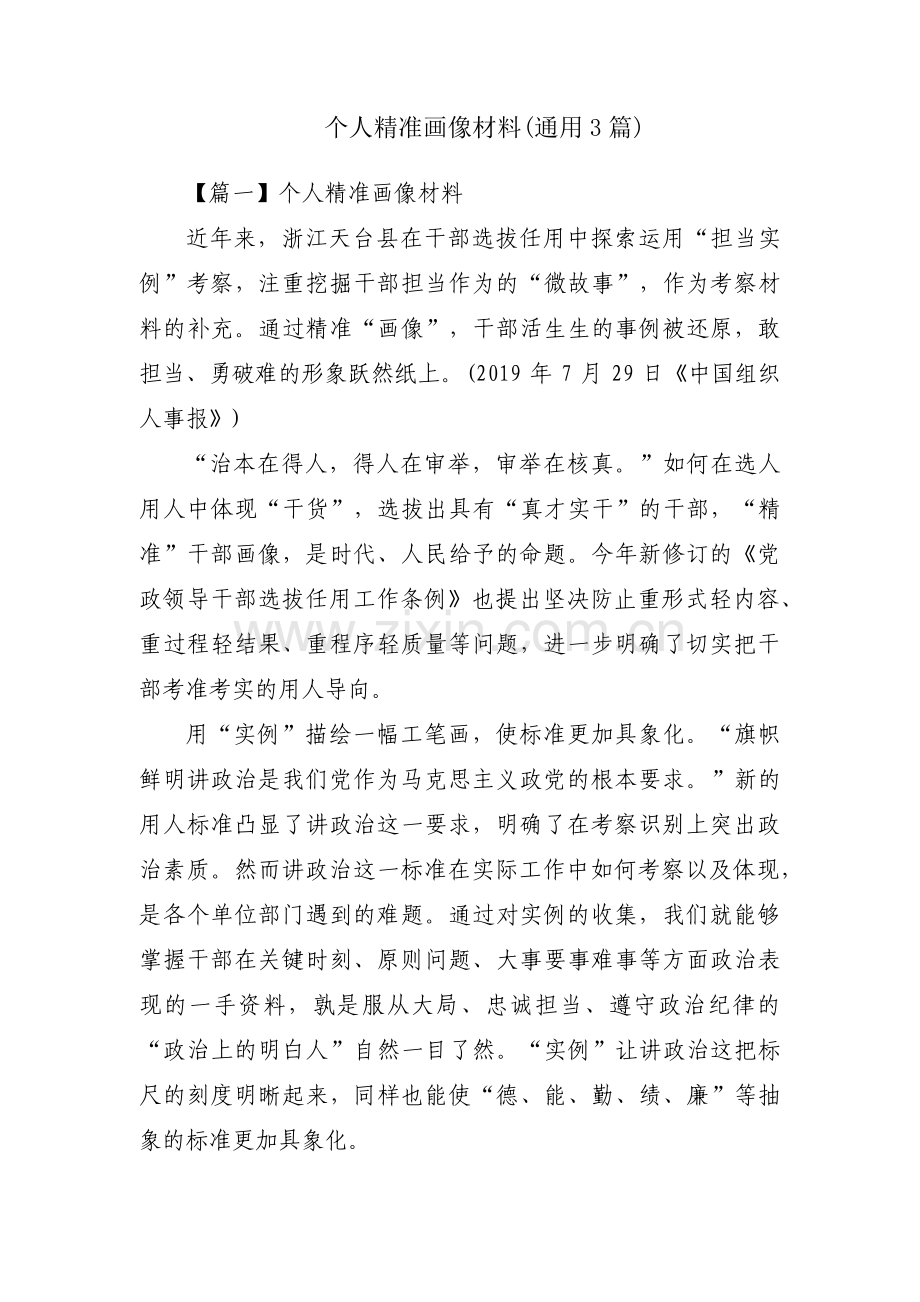 个人精准画像材料(通用3篇).pdf_第1页