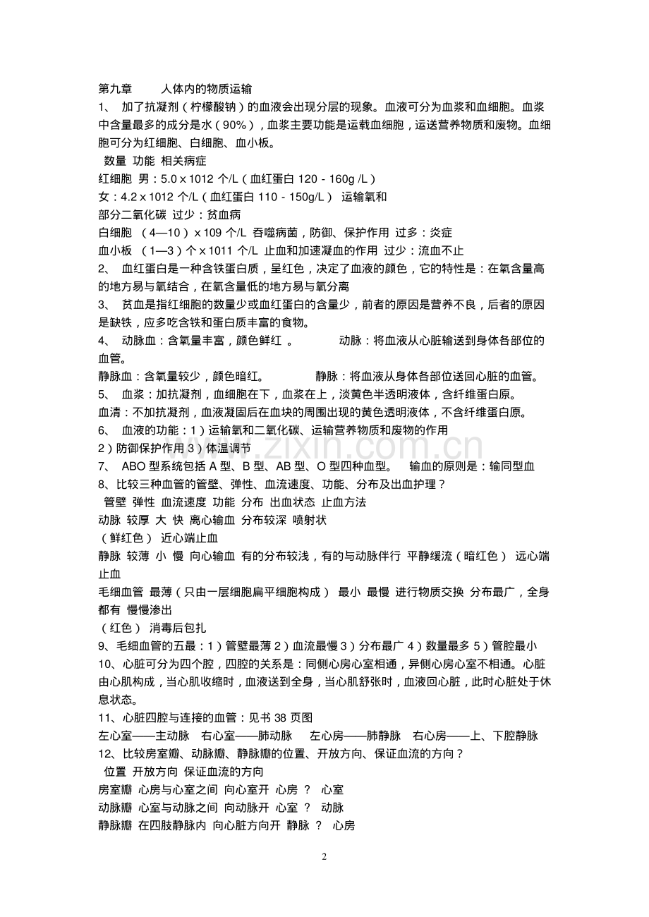 北师大版生物七年级下册复习提纲.pdf_第2页