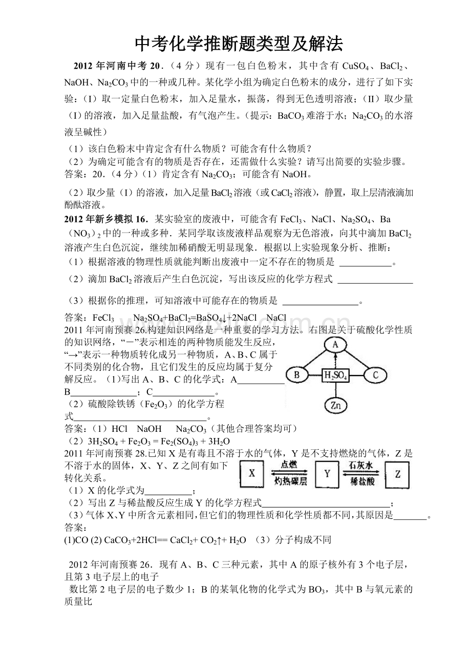 中考化学推断题类型及解法.doc_第1页