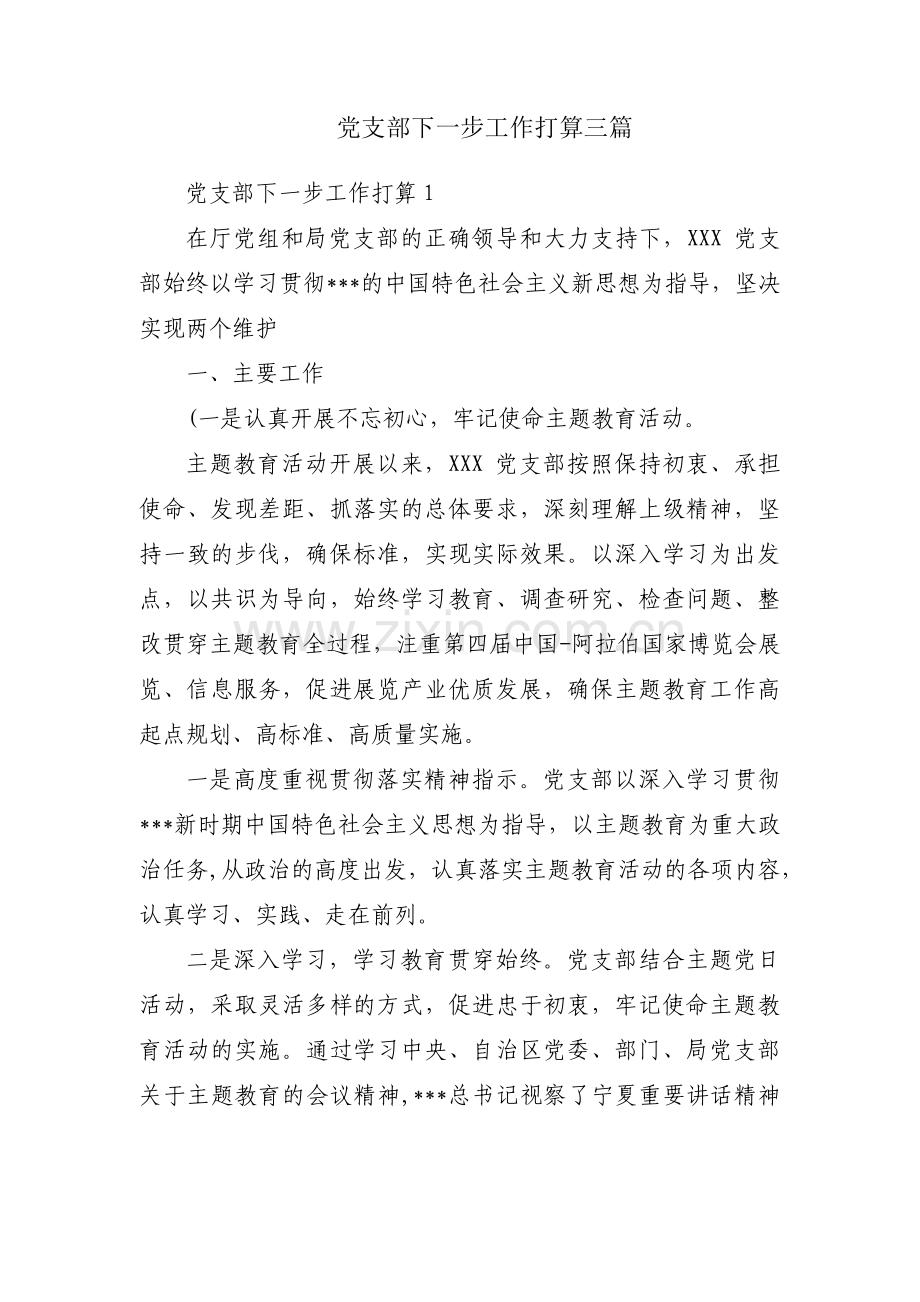 党支部下一步工作打算三篇.pdf_第1页