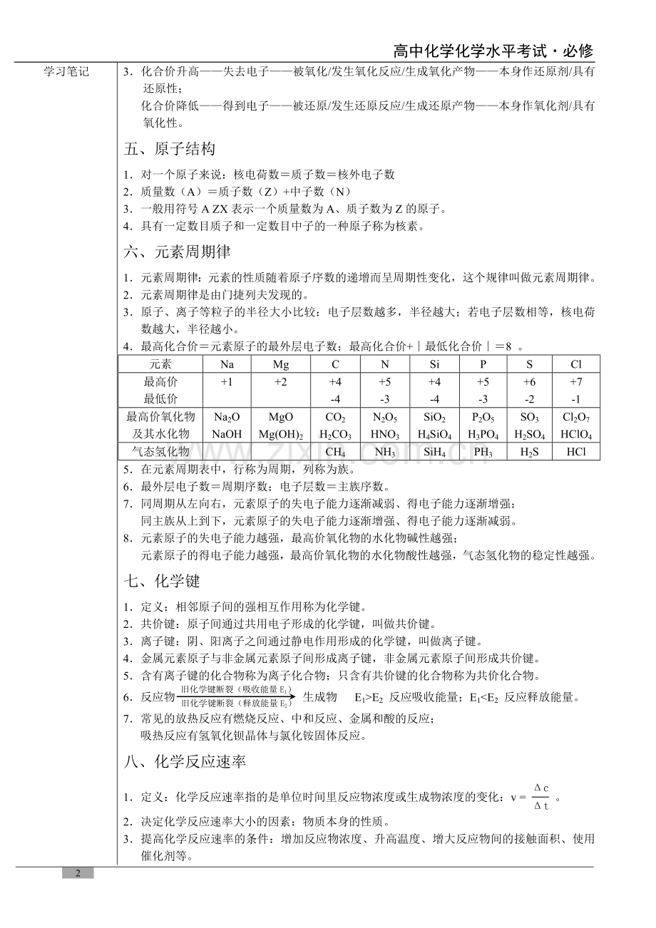 高中化学学业水平考试(会考)总复习资料.doc_第2页