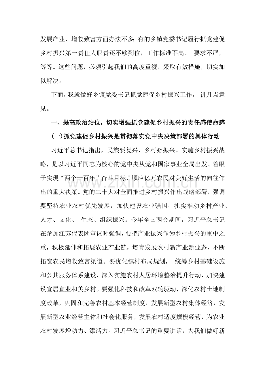 2024年（两篇文）全面抓党建促乡村振兴工作会上的讲话及发言材料.docx_第2页