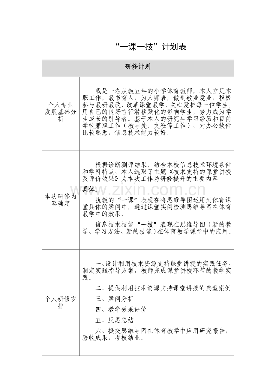 袁柏青“一课一技”信息技术计划表.docx_第1页