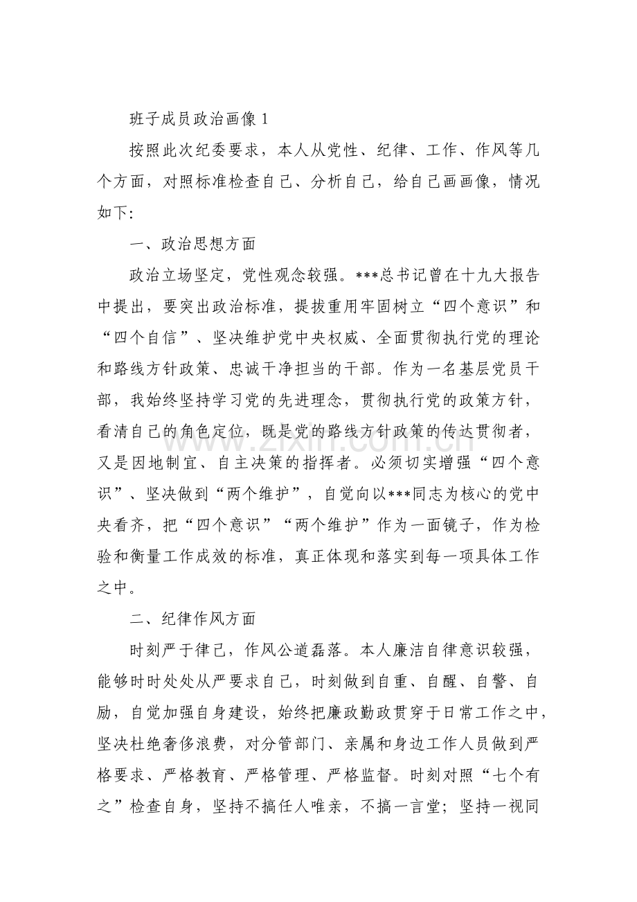 班子成员政治画像集合3篇.pdf_第1页