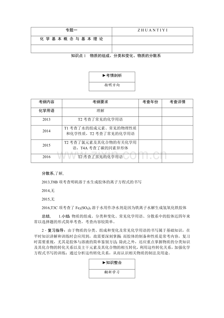 高三专题一-化学基本概念与基本理论.docx_第1页