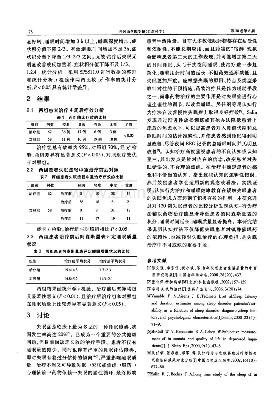 认知-行为疗法辅以药物治疗失眠症的疗效分析.pdf_第2页