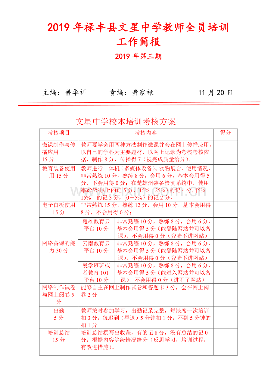 文星中学校本培训考核方案.docx_第1页