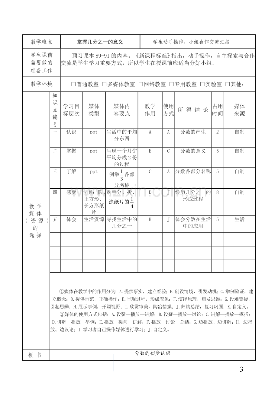 分数的初步认识--几分之一的认识课堂教学设计.doc_第3页