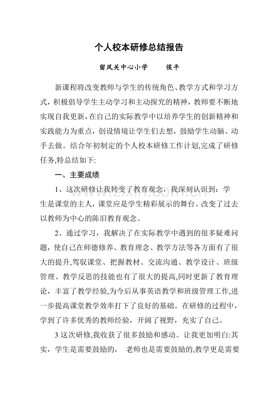 教师个人校本研修总结报告.doc_第1页