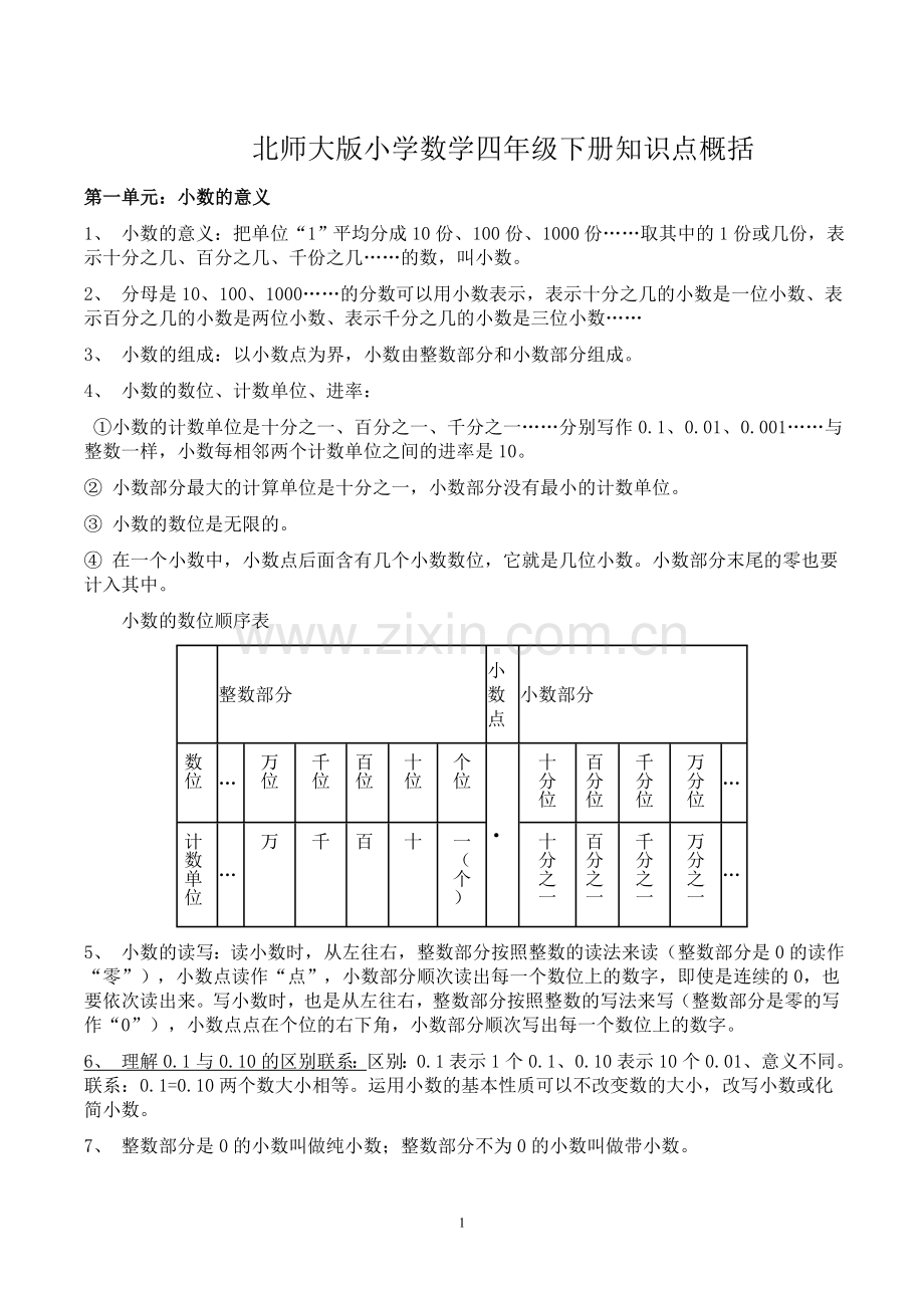 四年级单元知识点总结.doc_第1页