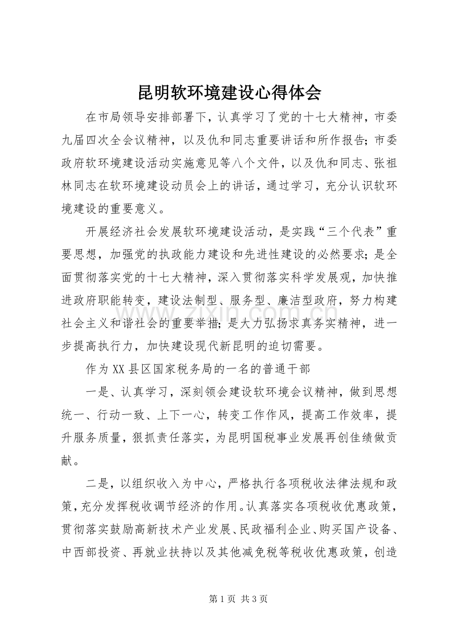 昆明软环境建设体会心得.docx_第1页