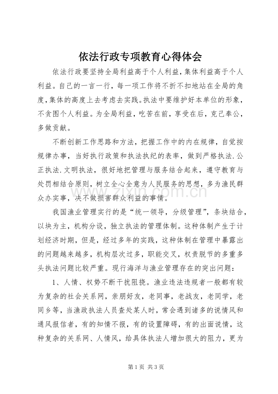 依法行政专项教育体会心得.docx_第1页