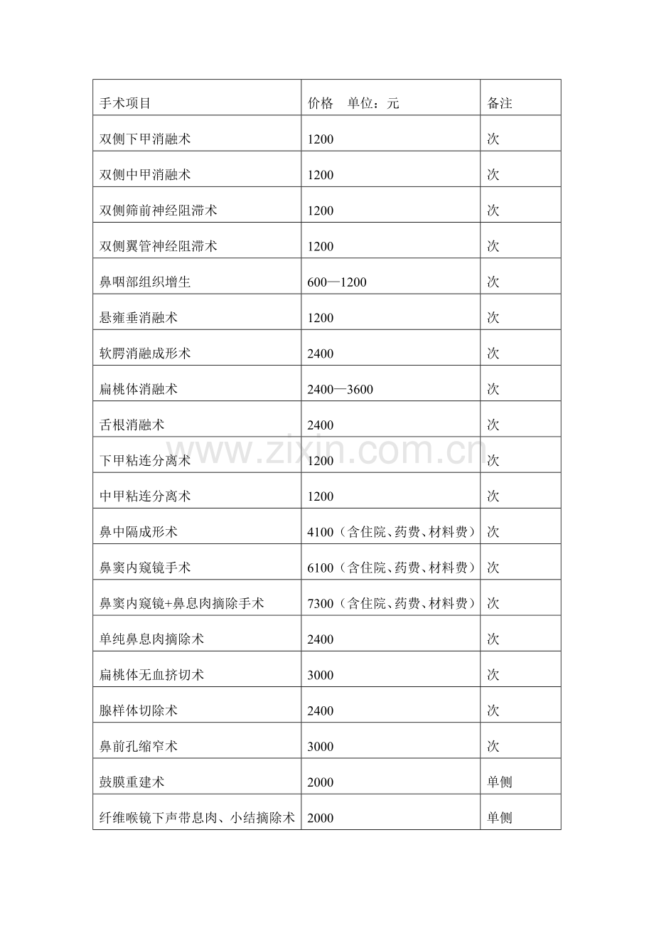 耳鼻喉价格表.doc_第3页