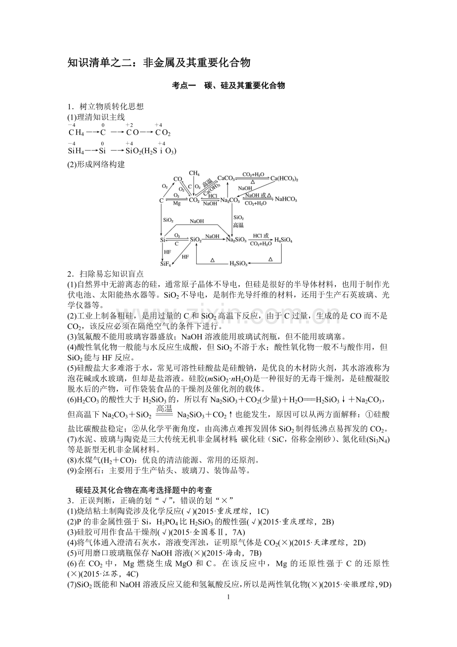 知识清单之二：非金属及其重要化合物.doc_第1页