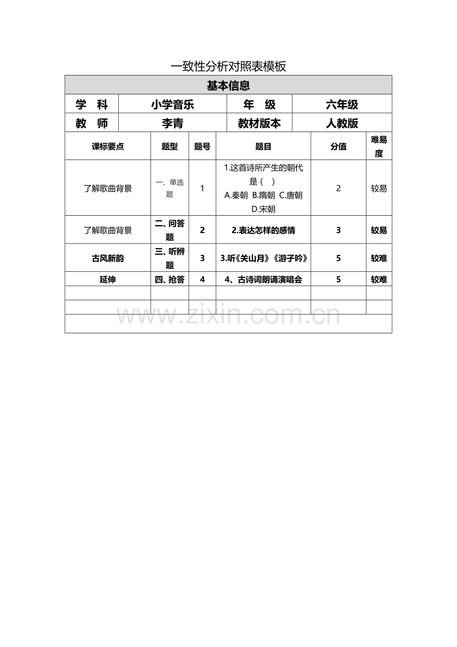 小学音乐一致性分析.doc_第1页