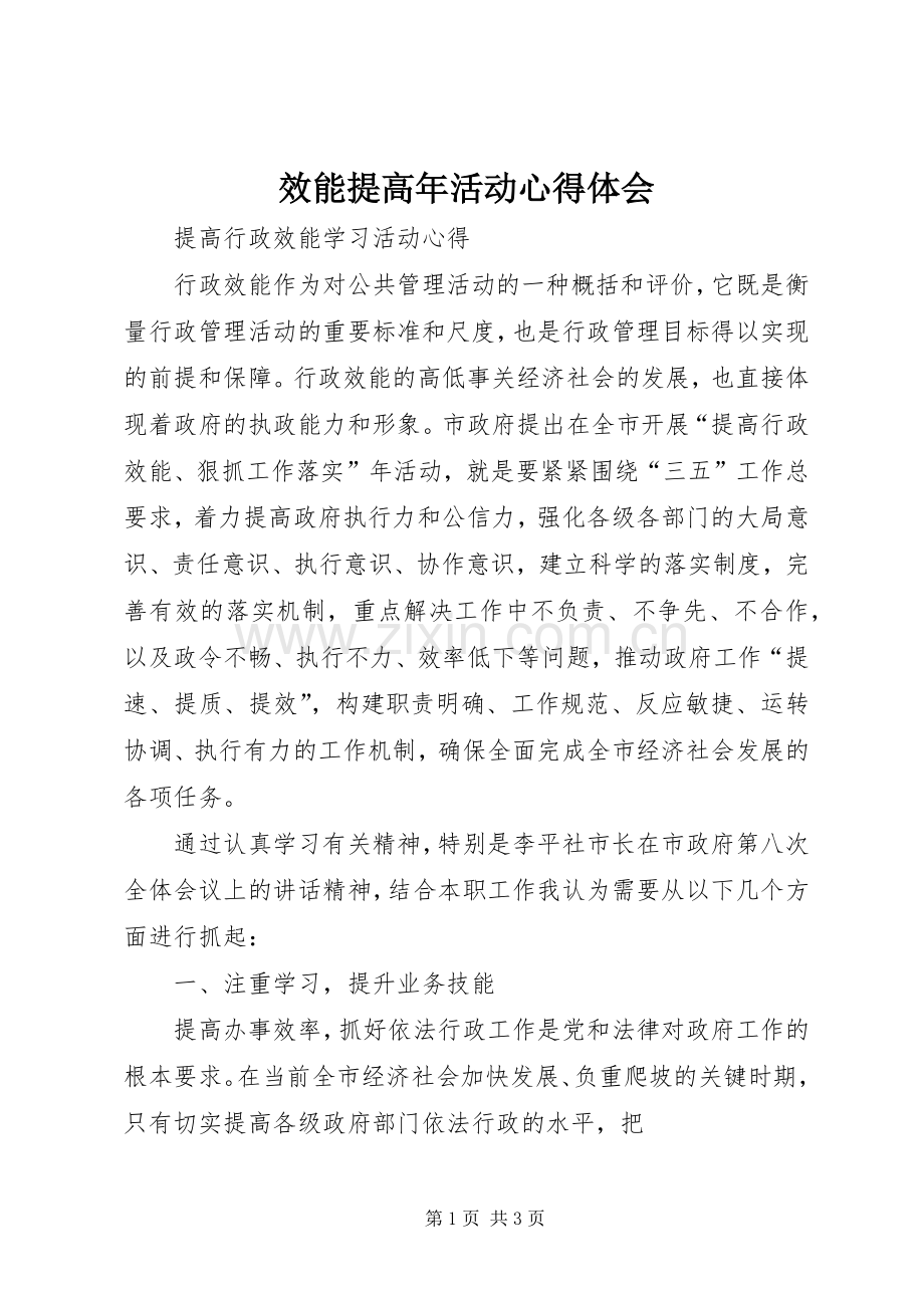 效能提高年活动体会心得.docx_第1页