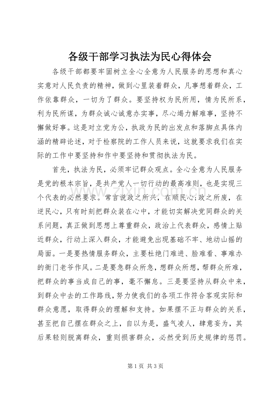 各级干部学习执法为民体会心得.docx_第1页