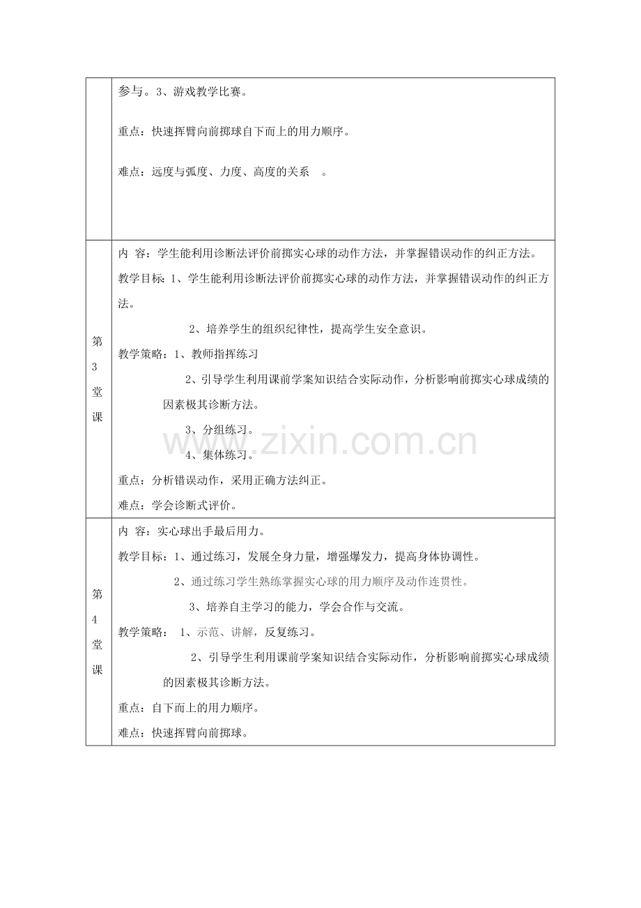 双手头上掷实心球单元教学计划.doc_第2页