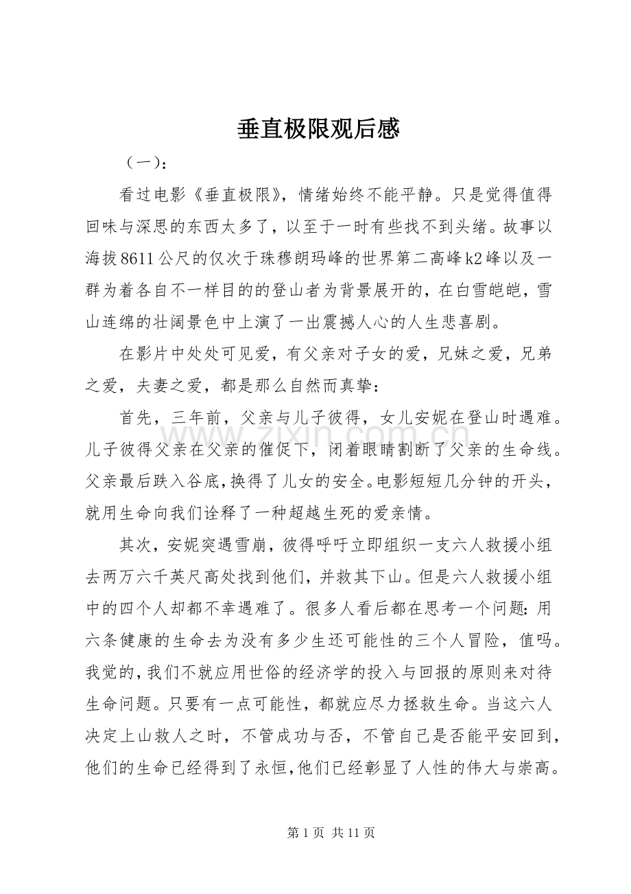 垂直极限观后心得.docx_第1页