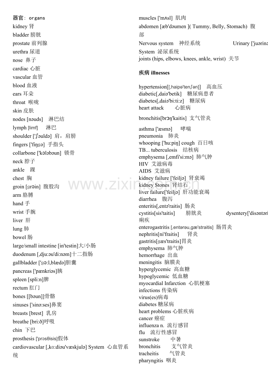 医学英语单词汇总.doc_第1页