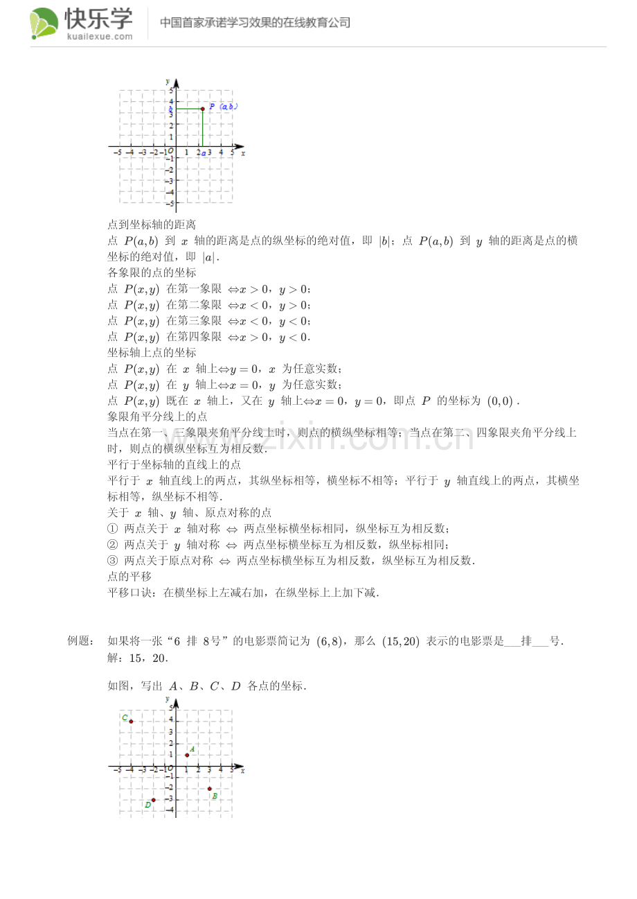 初一数学下册(人教版)第七章平面直角坐标系7.1知识点总结含同步练习及答案.pdf_第2页