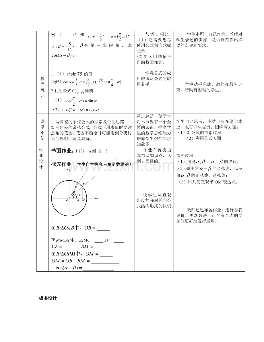 物流职校田正义两角差的余弦公式教学设计.doc_第3页