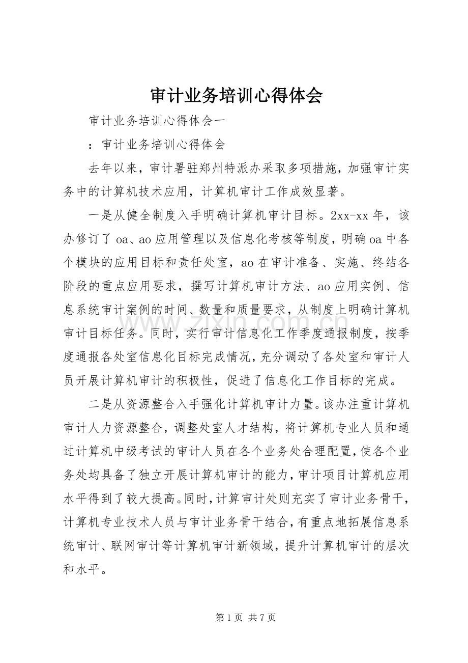 审计业务培训体会心得.docx_第1页