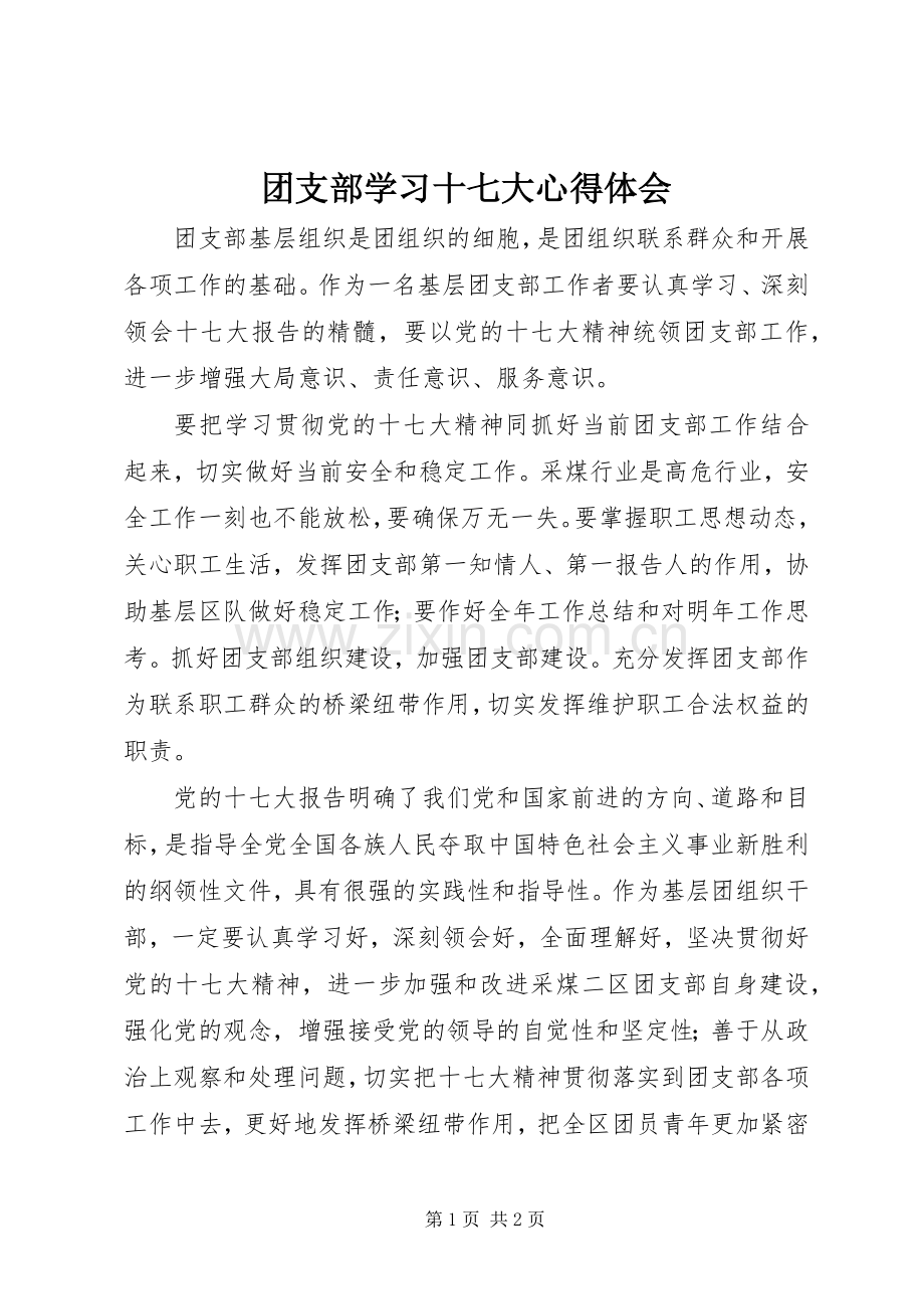 团支部学习十七大体会心得.docx_第1页