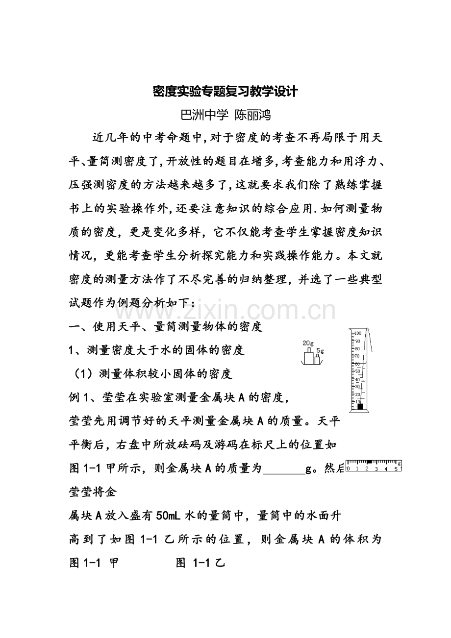 密度专题复习教学设计.doc_第1页