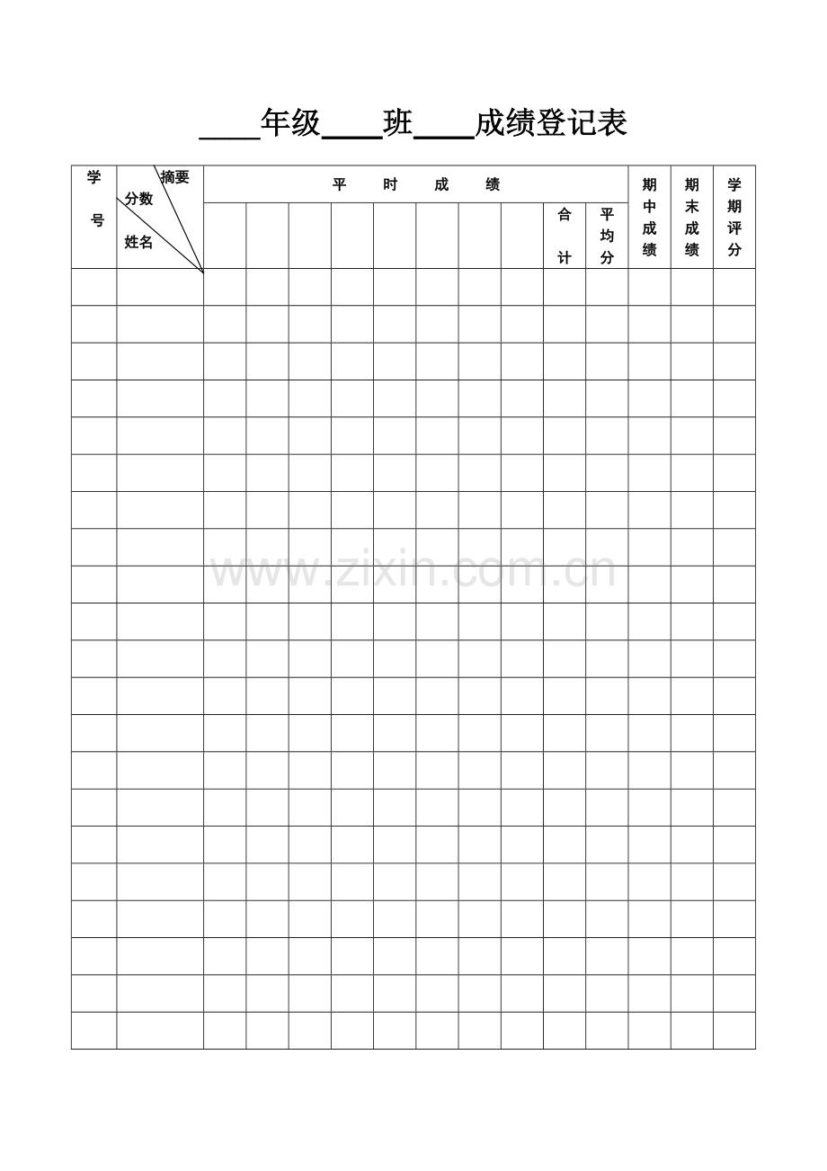 成绩登记表模板.doc_第1页