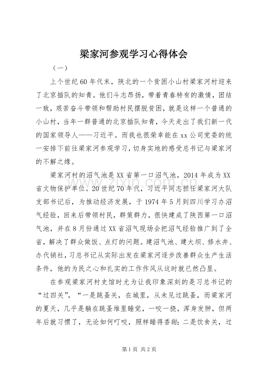 梁家河参观学习体会心得.docx_第1页