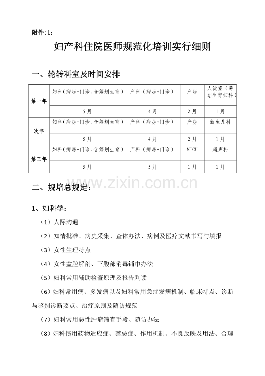 2021年妇产科住院医师规范化培训实施细则.docx_第1页