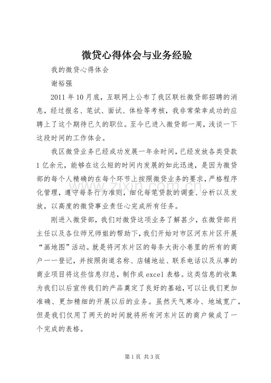 微贷体会心得与业务经验.docx_第1页