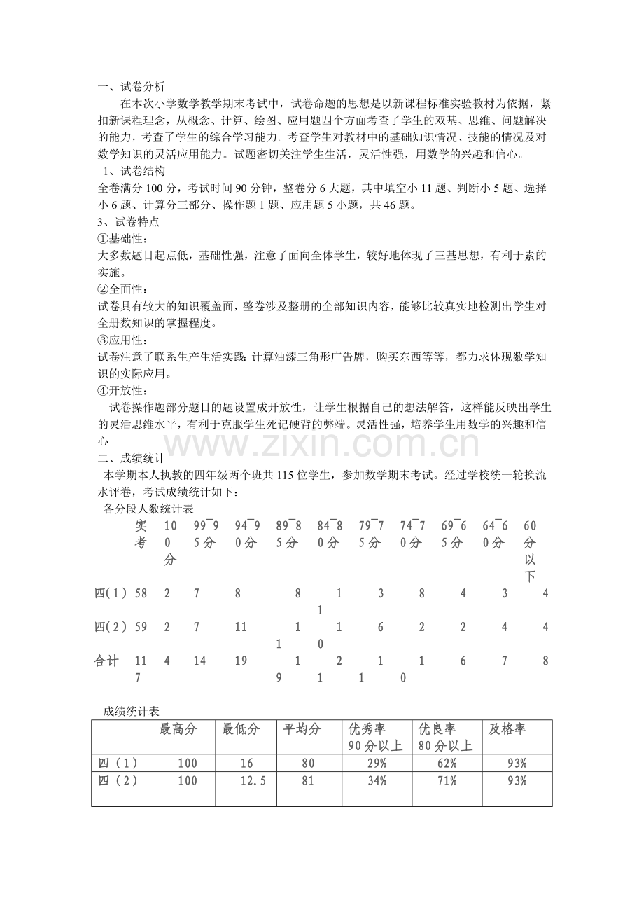 五年级下册试卷分析.doc_第1页