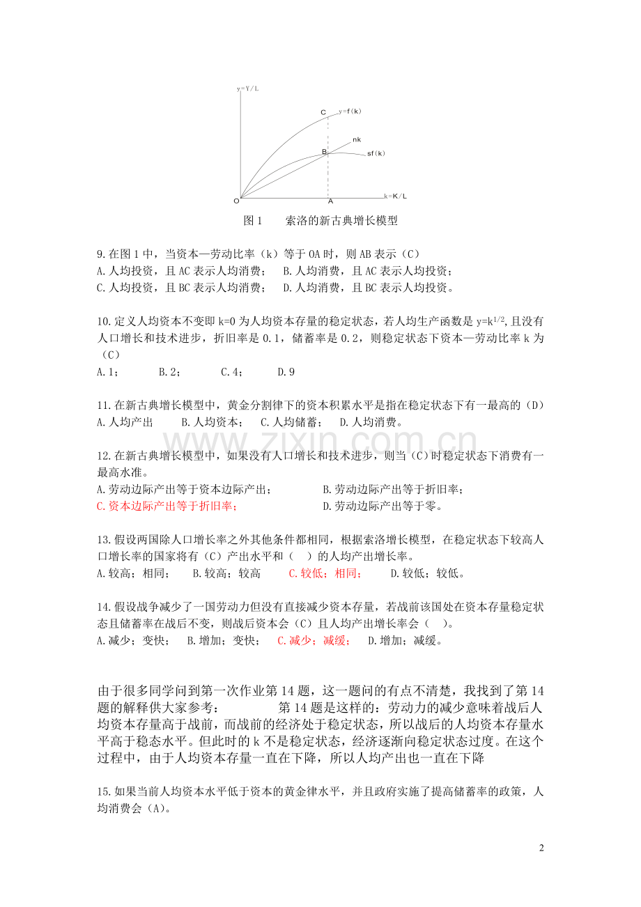 华东理工大学中级宏观经济学作业1：Solow模型 答案版.doc_第2页