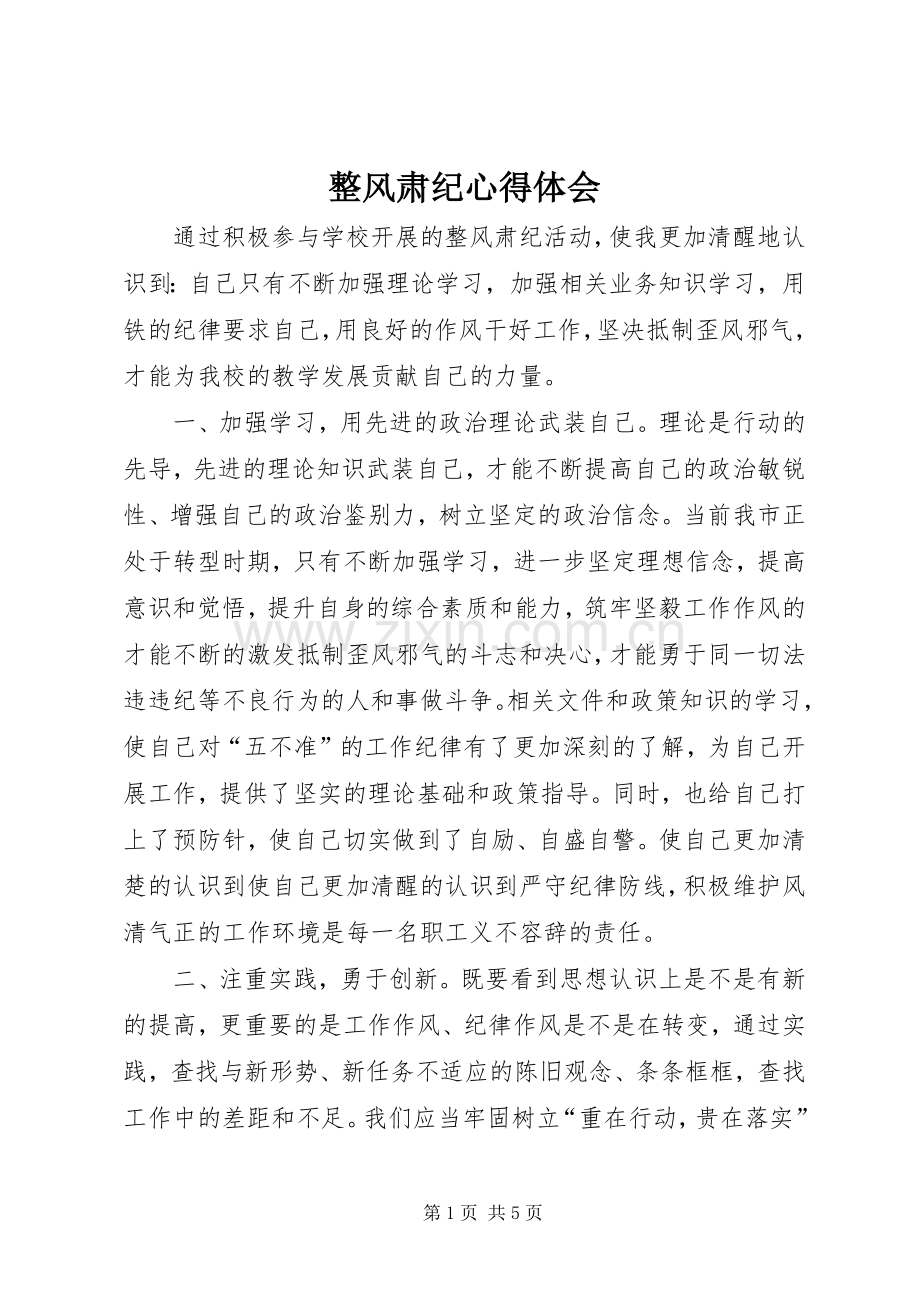 整风肃纪体会心得.docx_第1页