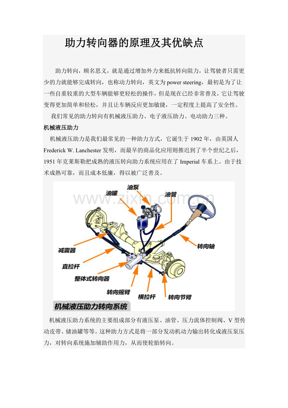 助力转向器的原理及其优缺点.doc_第1页