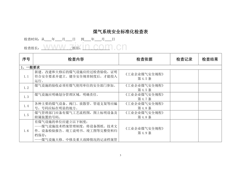 煤气系统-安全标准化检查表.doc_第3页