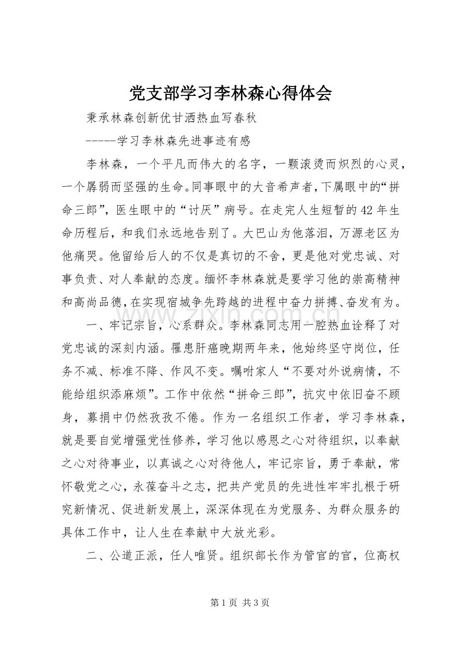 党支部学习李林森体会心得.docx_第1页