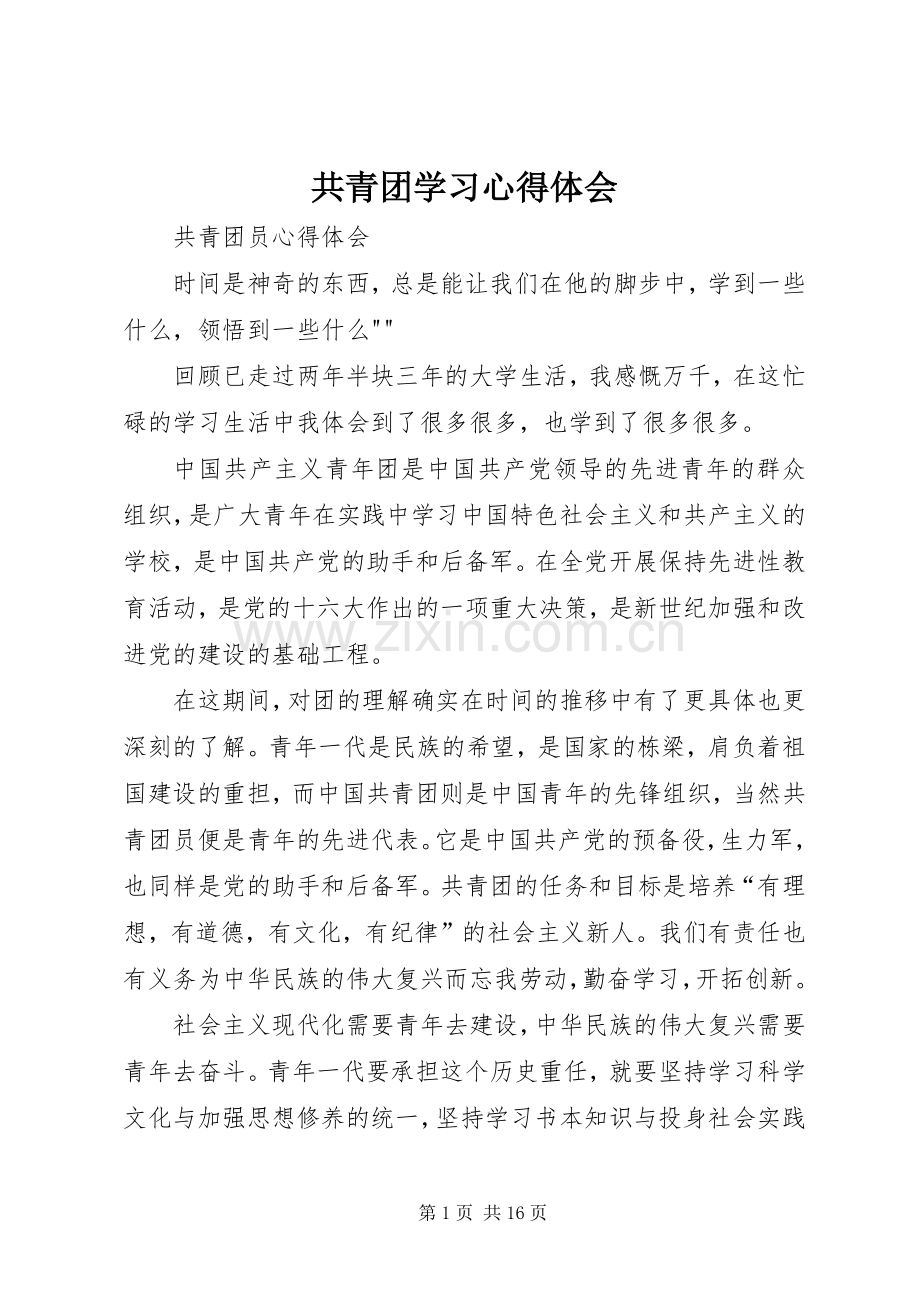 共青团学习体会心得.docx_第1页