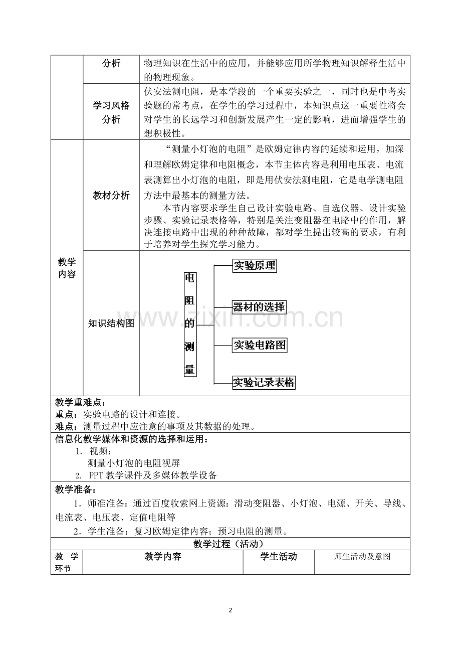 第三节：《电阻的测量》教学设计.doc_第2页