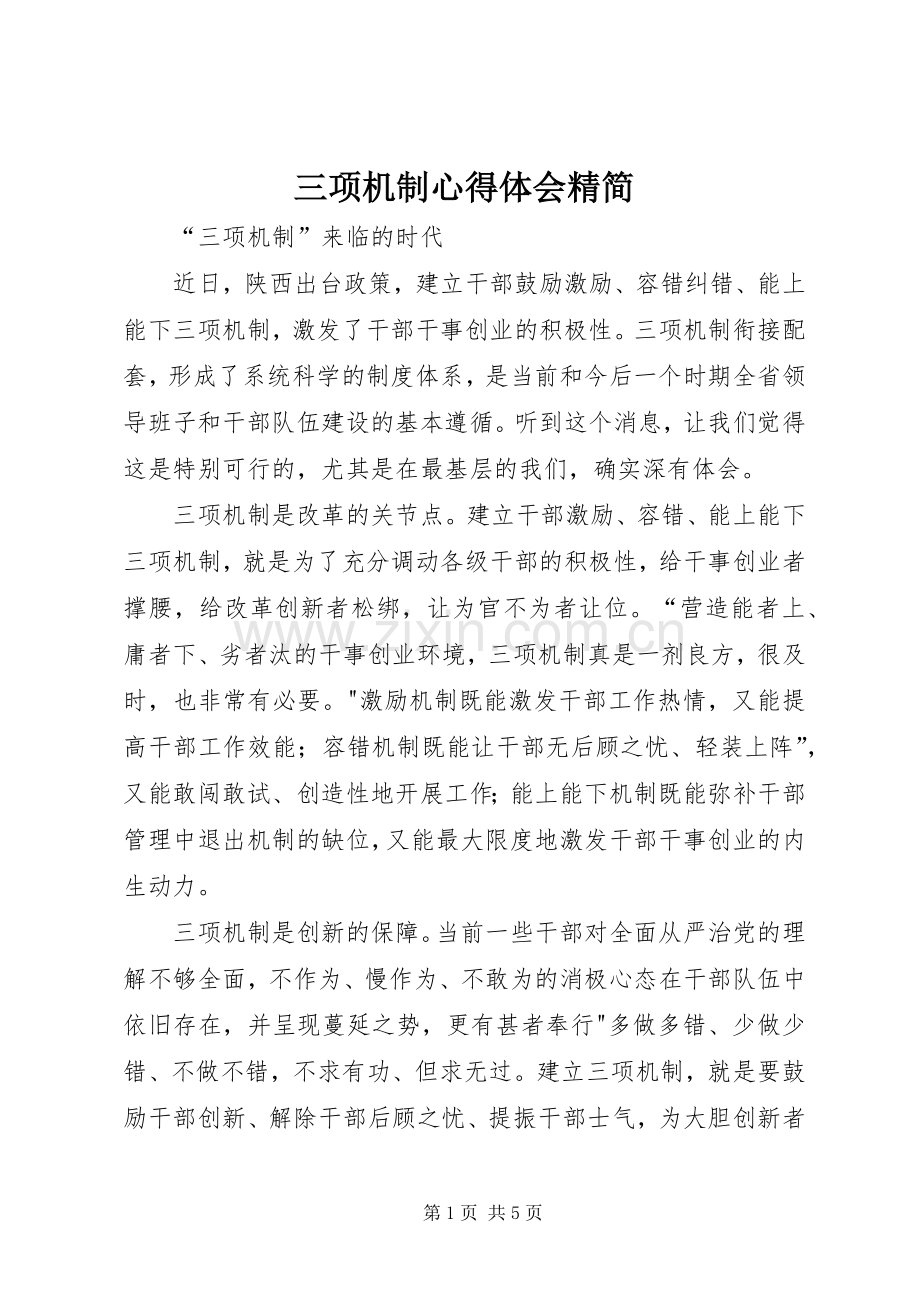 三项机制体会心得精简.docx_第1页