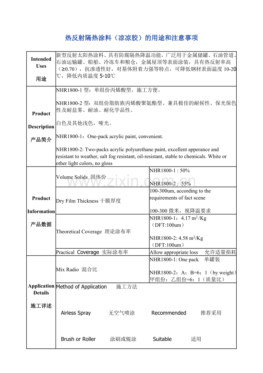 热反射隔热涂料(凉凉胶)的用途和注意事项.doc_第1页